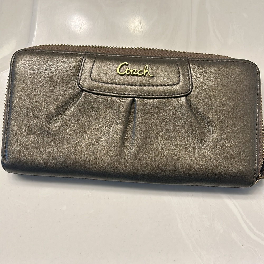 Gorgeous leather bronze/gold Coach wallet.
